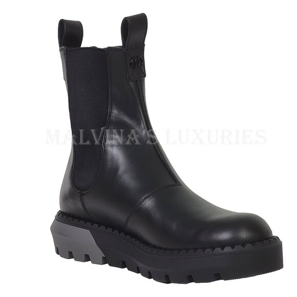GUCCI BOOTS MENS CHELSEA BLACK LEATHER ANKLE w INTERLOCKING LOGO sz 9.5 10 - Picture 8 of 15